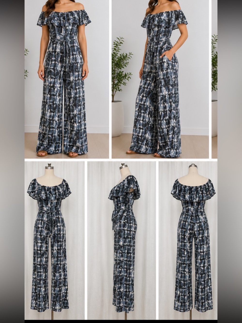 Jumpsuit with ruffled off shoulder top and wide leg bottom FROM LOCAL BOUTIQUE